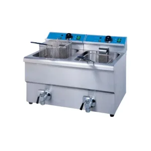 Friteuza dubla cu robinet scurgere cu capacitate de 2×12 litri